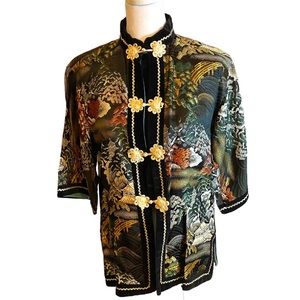 Vintage Crown Label Made in Japan Asian-Inspired Short Sleeve Blouse or Jacket